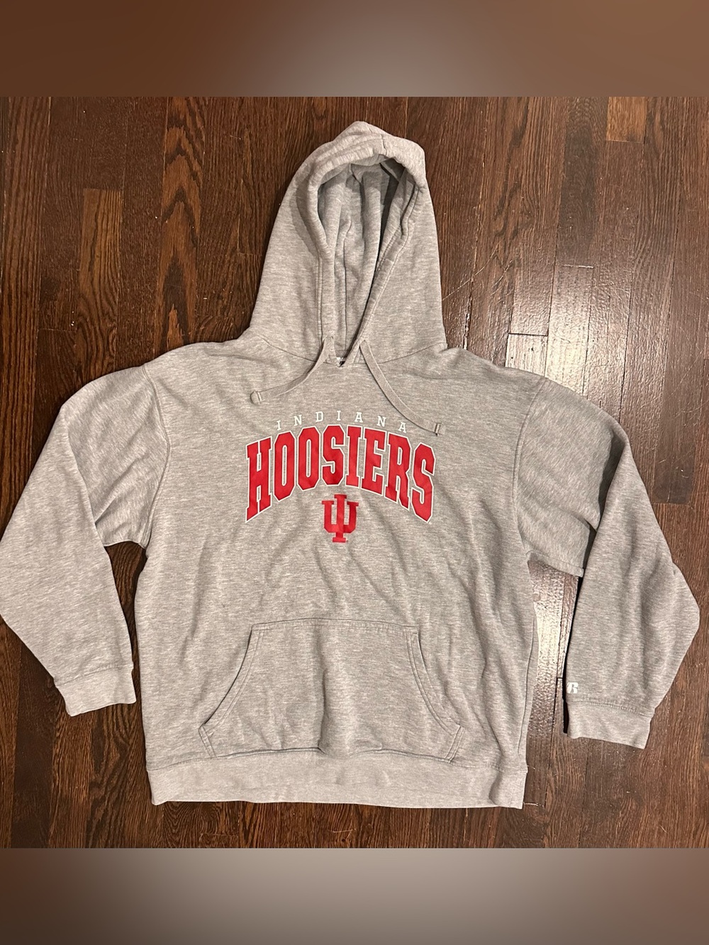 Indiana University Hoosiers Football Russell Hoodie Sweatshirt Mens Size XL Gray